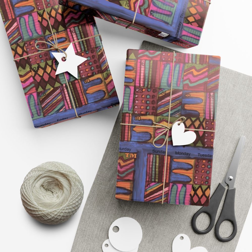 Product Image and Link for Gift Wrap Papers – “Psychedelic Calendar(tm)” – “Muted(tm)” – Small Square – Three Sizes