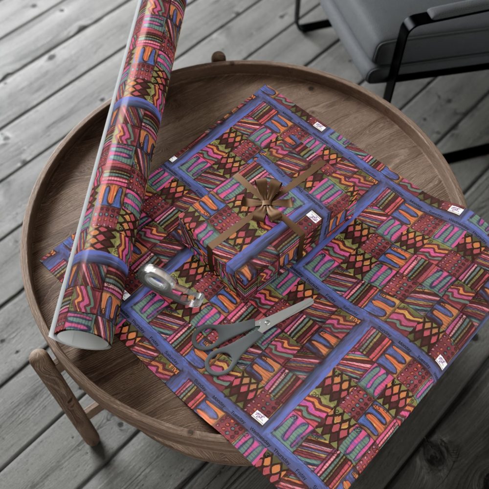 Product Image and Link for Gift Wrap Papers – “Psychedelic Calendar(tm)” – “Muted(tm)” – Small Square – Three Sizes