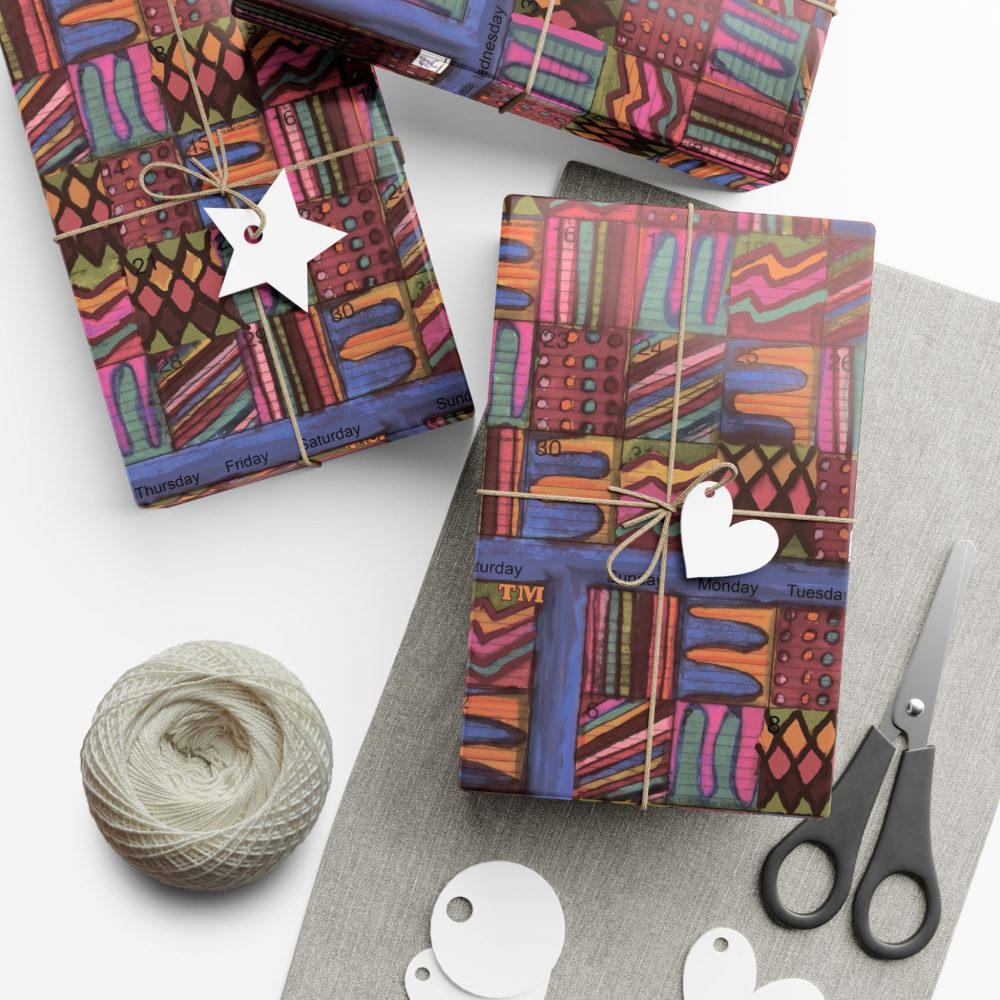 Product Image and Link for Gift Wrap Papers – “Psychedelic Calendar(tm)” – “Muted(tm)” – Small Square – Three Sizes