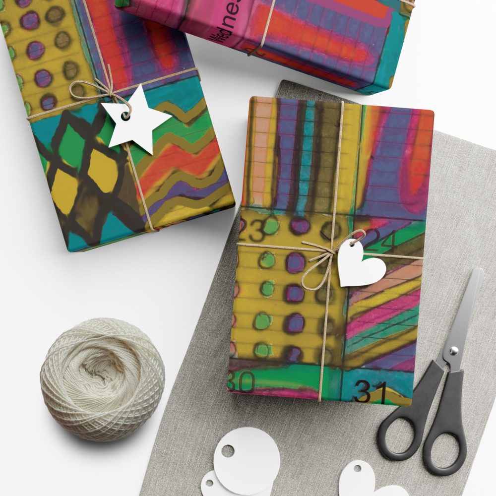 Product Image and Link for Gift Wrap Papers – “Psychedelic Calendar(tm)” – “Garden(tm)” – Large Square – Three Sizes