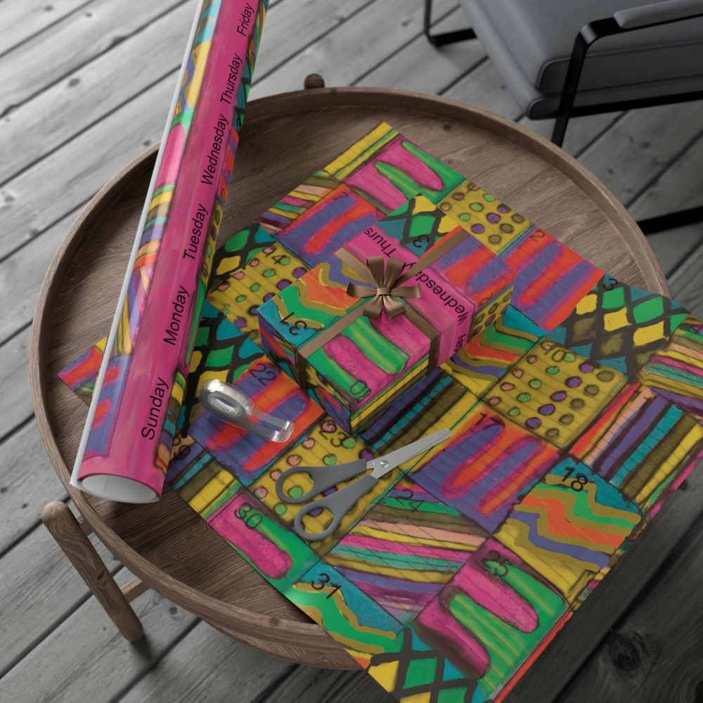 Product Image and Link for Gift Wrap Papers – “Psychedelic Calendar(tm)” – “Garden(tm)” – Large Square – Three Sizes