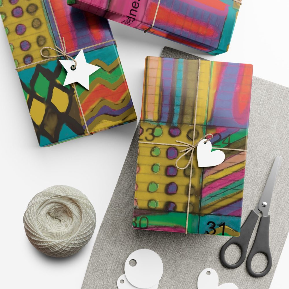 Product Image and Link for Gift Wrap Papers – “Psychedelic Calendar(tm)” – “Garden(tm)” – Large Square – Three Sizes