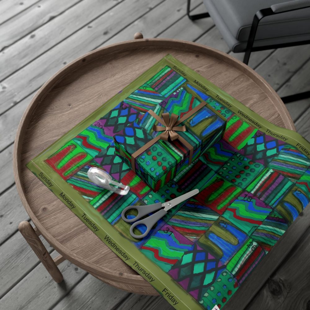 Product Image and Link for Gift Wrap Papers – “Psychedelic Calendar(tm)” – “Chilled(tm)” – Large Square – Three Sizes