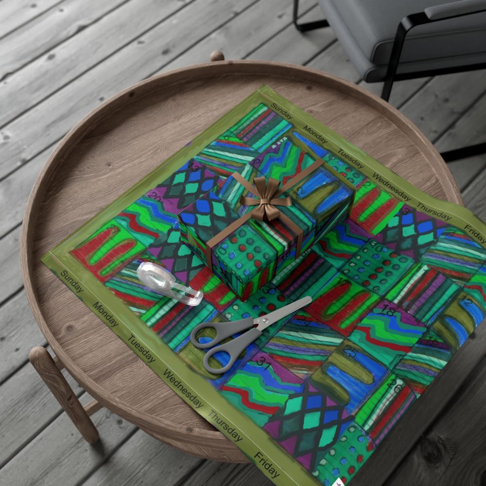 Product Image and Link for Gift Wrap Papers – “Psychedelic Calendar(tm)” – “Chilled(tm)” – Large Square – Three Sizes