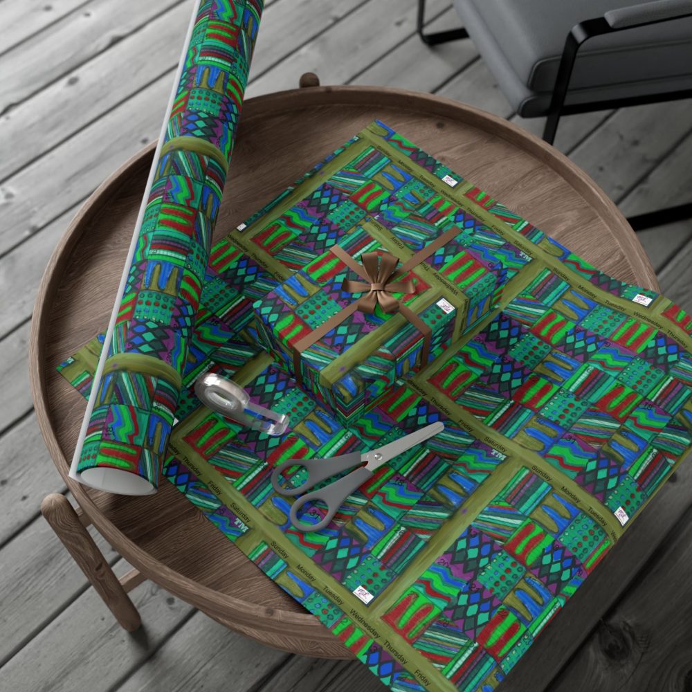 Product Image and Link for Gift Wrap Papers – “Psychedelic Calendar(tm)” – “Chilled(tm)” – Small Square – Three Sizes