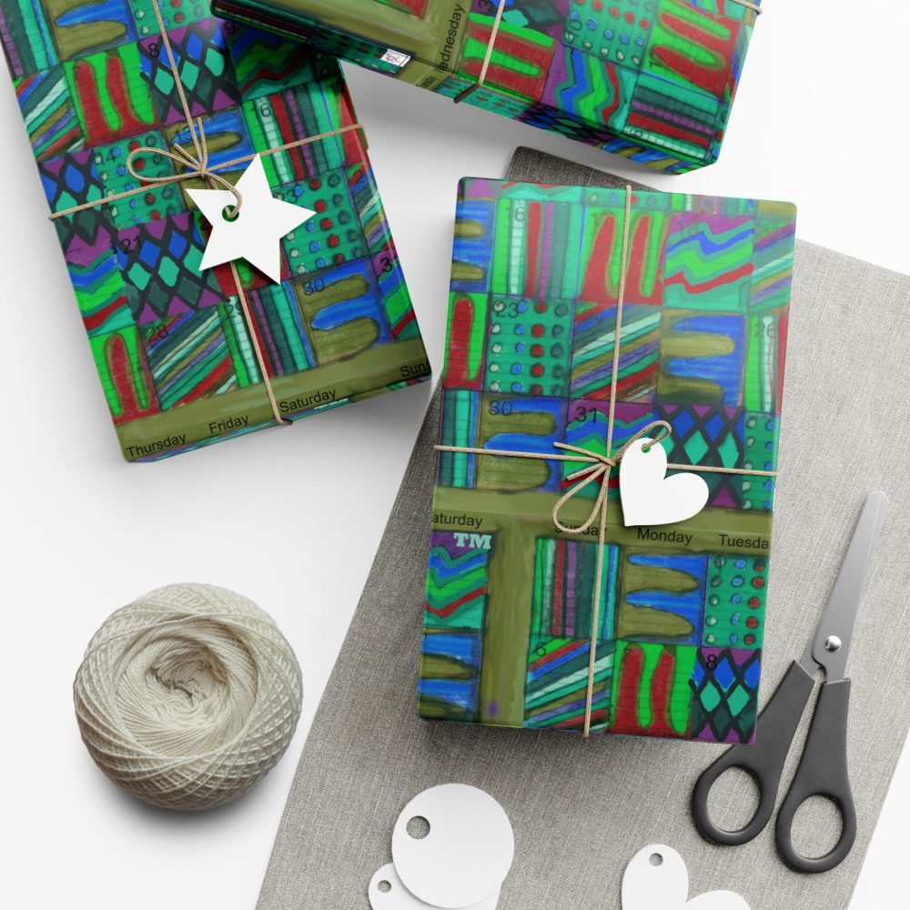 Product Image and Link for Gift Wrap Papers – “Psychedelic Calendar(tm)” – “Chilled(tm)” – Small Square – Three Sizes