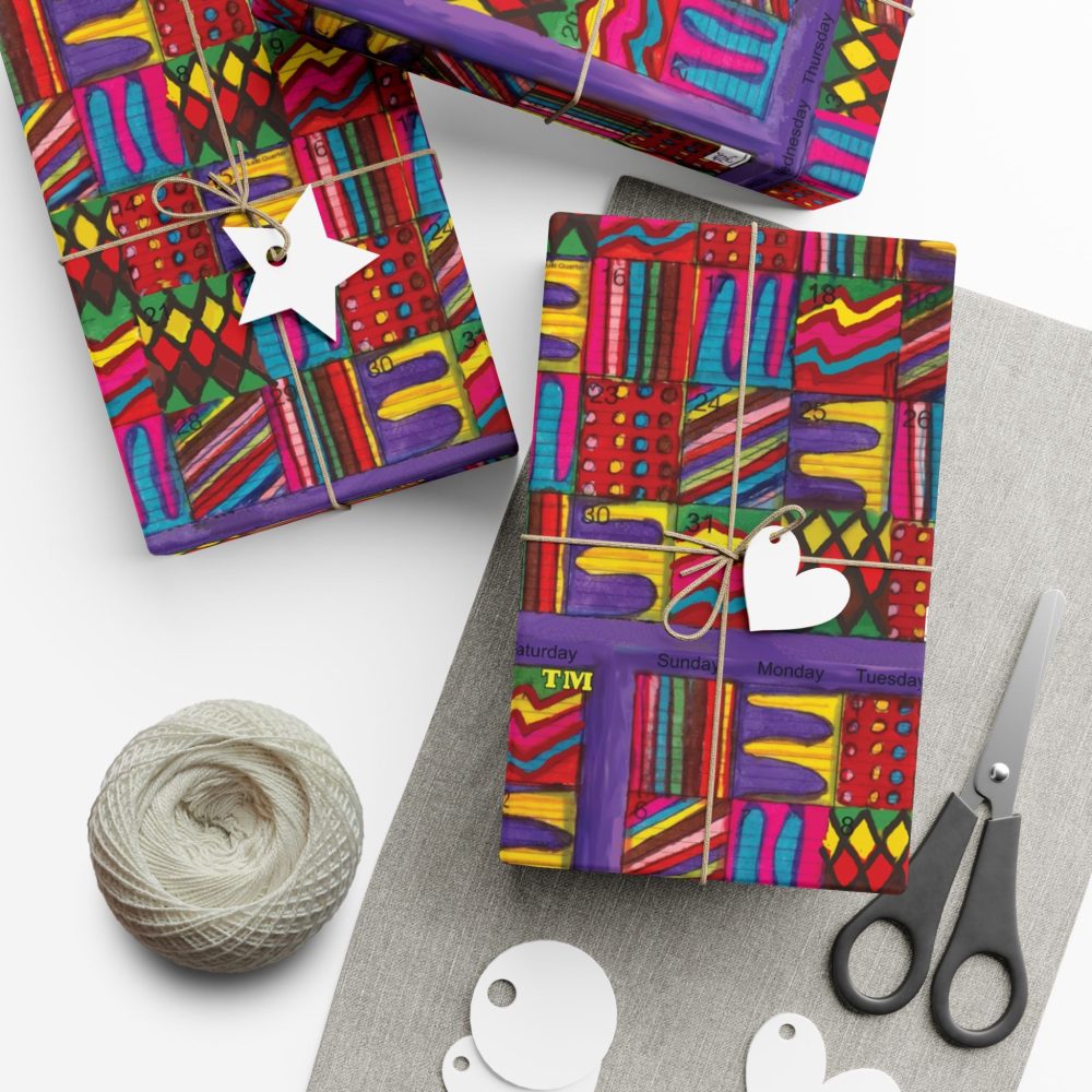 Product Image and Link for Gift Wrap Papers – “Psychedelic Calendar(tm)” – “Vibrant(tm)” – Small Square – Three Sizes