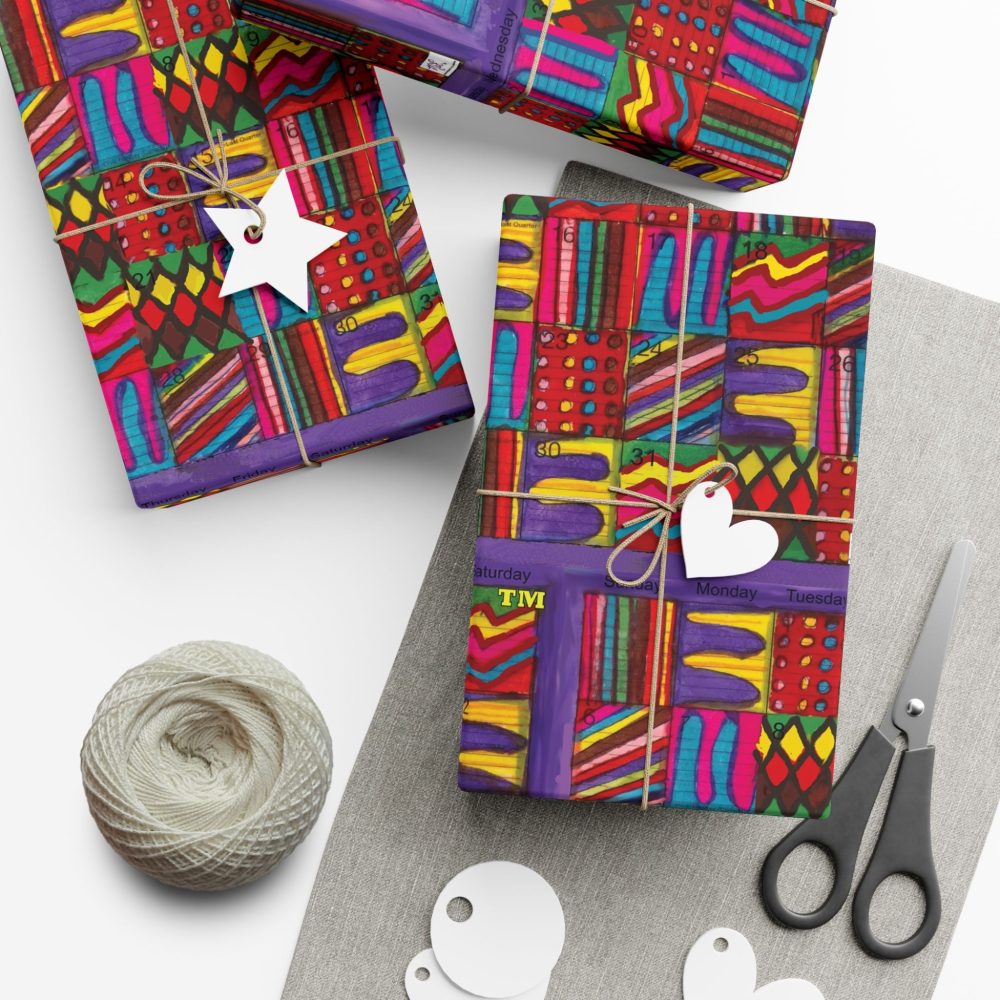 Product Image and Link for Gift Wrap Papers – “Psychedelic Calendar(tm)” – “Vibrant(tm)” – Small Square – Three Sizes