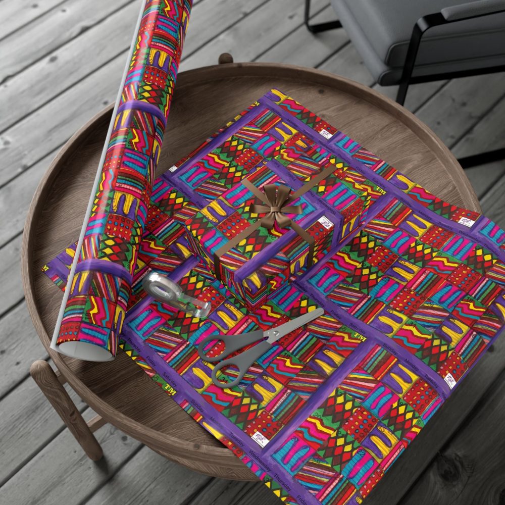 Product Image and Link for Gift Wrap Papers – “Psychedelic Calendar(tm)” – “Vibrant(tm)” – Small Square – Three Sizes