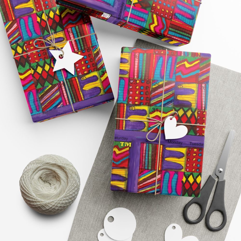 Product Image and Link for Gift Wrap Papers – “Psychedelic Calendar(tm)” – “Vibrant(tm)” – Small Square – Three Sizes