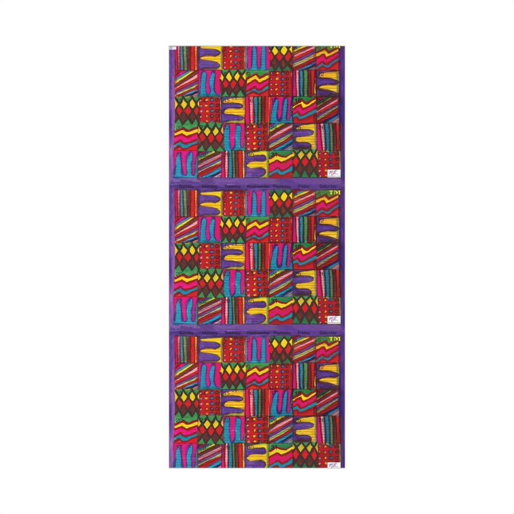 Product Image and Link for Gift Wrap Papers – “Psychedelic Calendar(tm)” – “Vibrant(tm)” – Large Square – Three Sizes