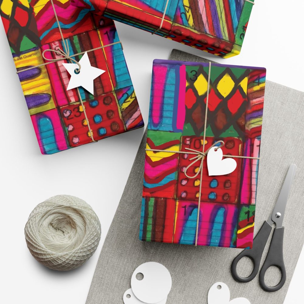 Product Image and Link for Gift Wrap Papers – “Psychedelic Calendar(tm)” – “Vibrant(tm)” – Large Square – Three Sizes