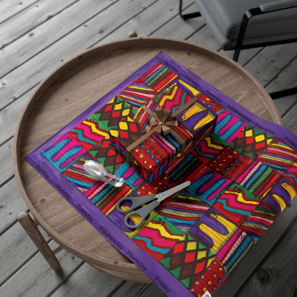 Product Image and Link for Gift Wrap Papers – “Psychedelic Calendar(tm)” – “Vibrant(tm)” – Large Square – Three Sizes