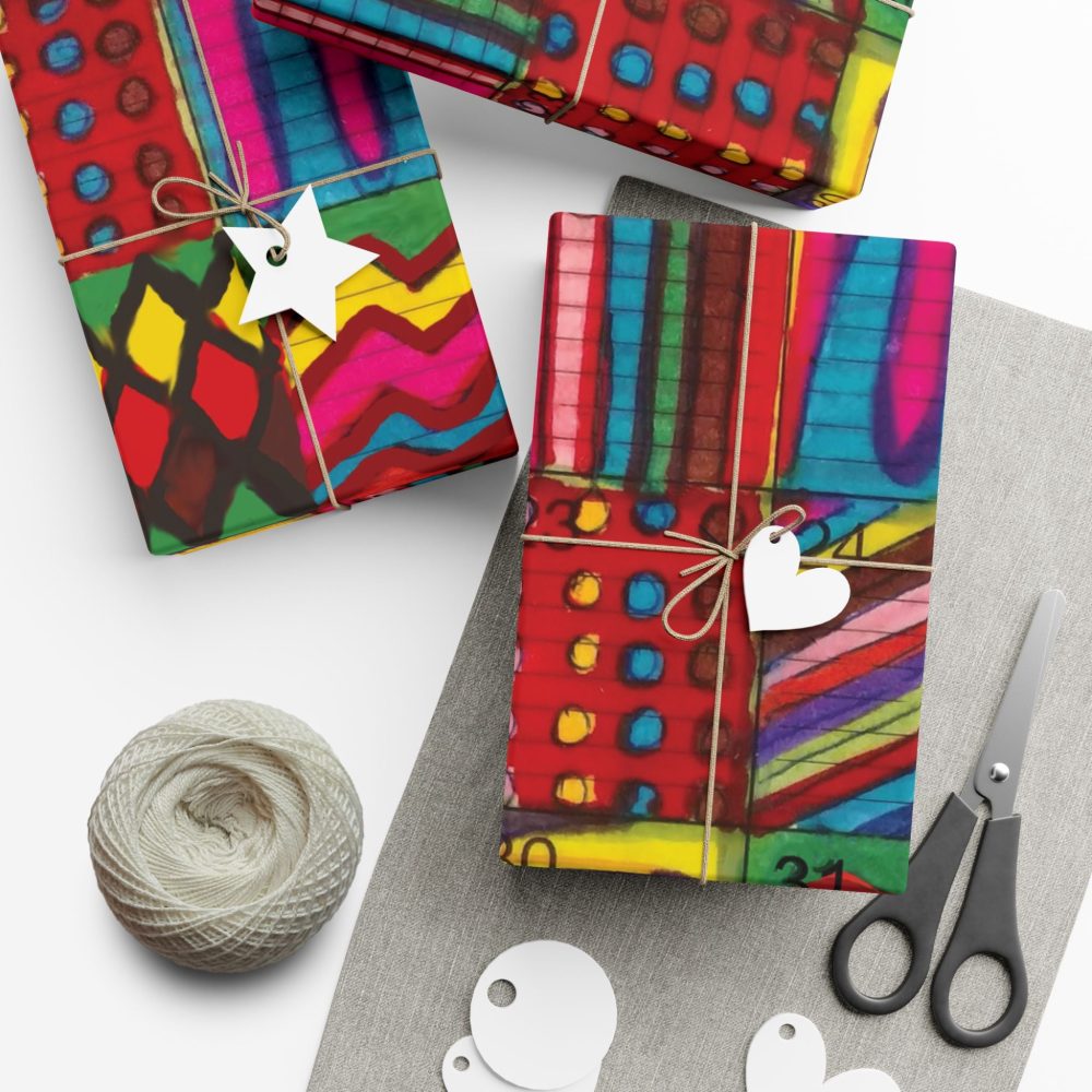 Product Image and Link for Gift Wrap Papers – “Psychedelic Calendar(tm)” – “Vibrant(tm)” – Large Square – Three Sizes