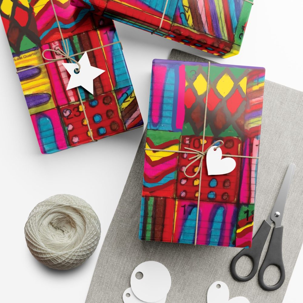 Product Image and Link for Gift Wrap Papers – “Psychedelic Calendar(tm)” – “Vibrant(tm)” – Large Square – Three Sizes