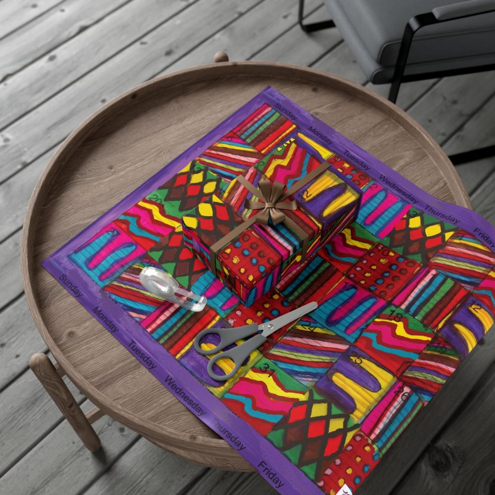 Product Image and Link for Gift Wrap Papers – “Psychedelic Calendar(tm)” – “Vibrant(tm)” – Large Square – Three Sizes