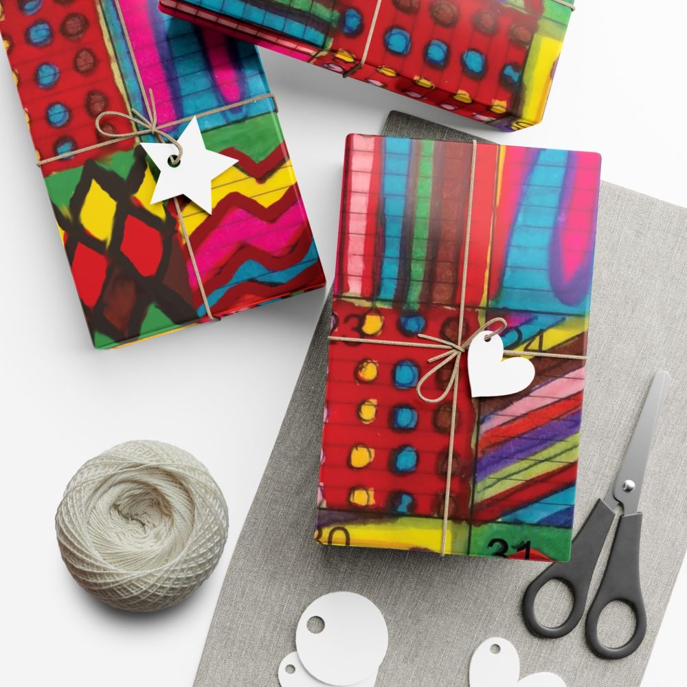 Product Image and Link for Gift Wrap Papers – “Psychedelic Calendar(tm)” – “Vibrant(tm)” – Large Square – Three Sizes
