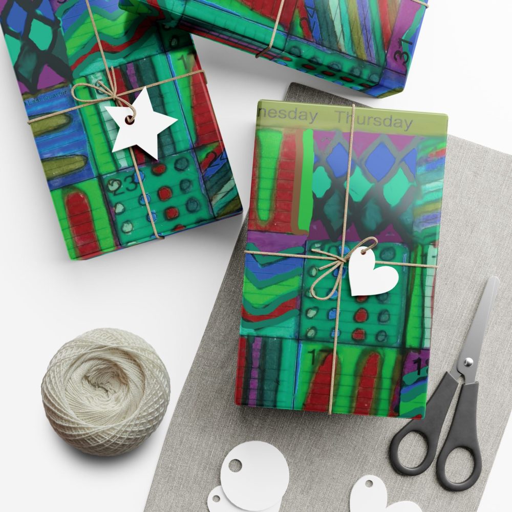 Product Image and Link for Gift Wrap Papers – “Psychedelic Calendar(tm)” – “Chilled(tm)” – Large Square – Three Sizes