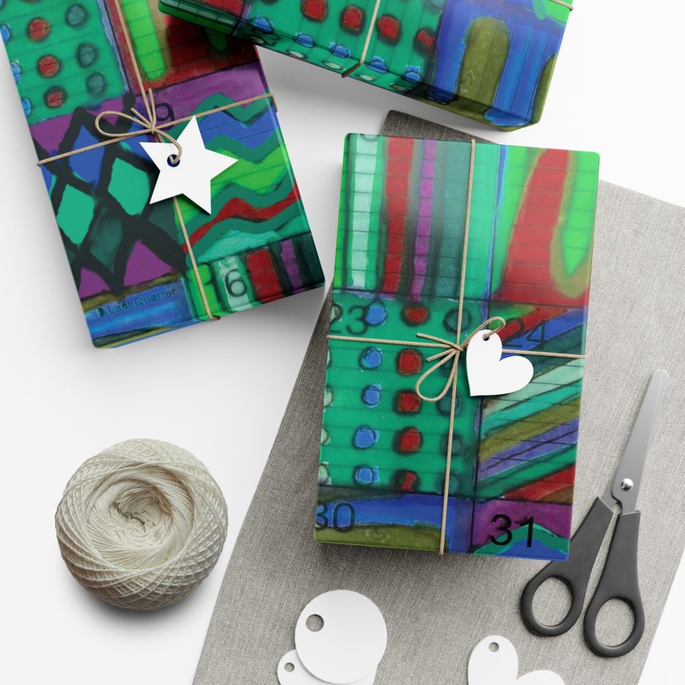 Product Image and Link for Gift Wrap Papers – “Psychedelic Calendar(tm)” – “Chilled(tm)” – Large Square – Three Sizes