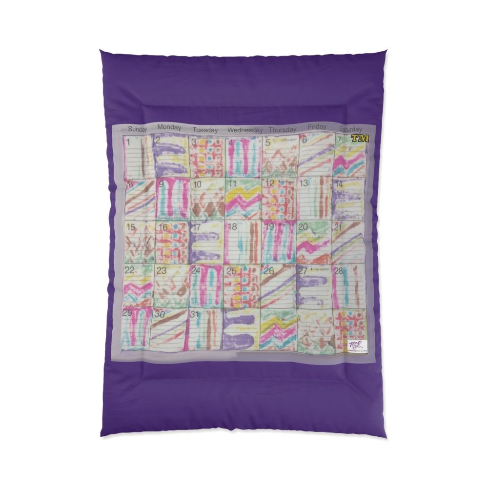 Product Image and Link for Comforter: “Psychedelic Calendar Seeped(tm)” – Four Sizes – Purple