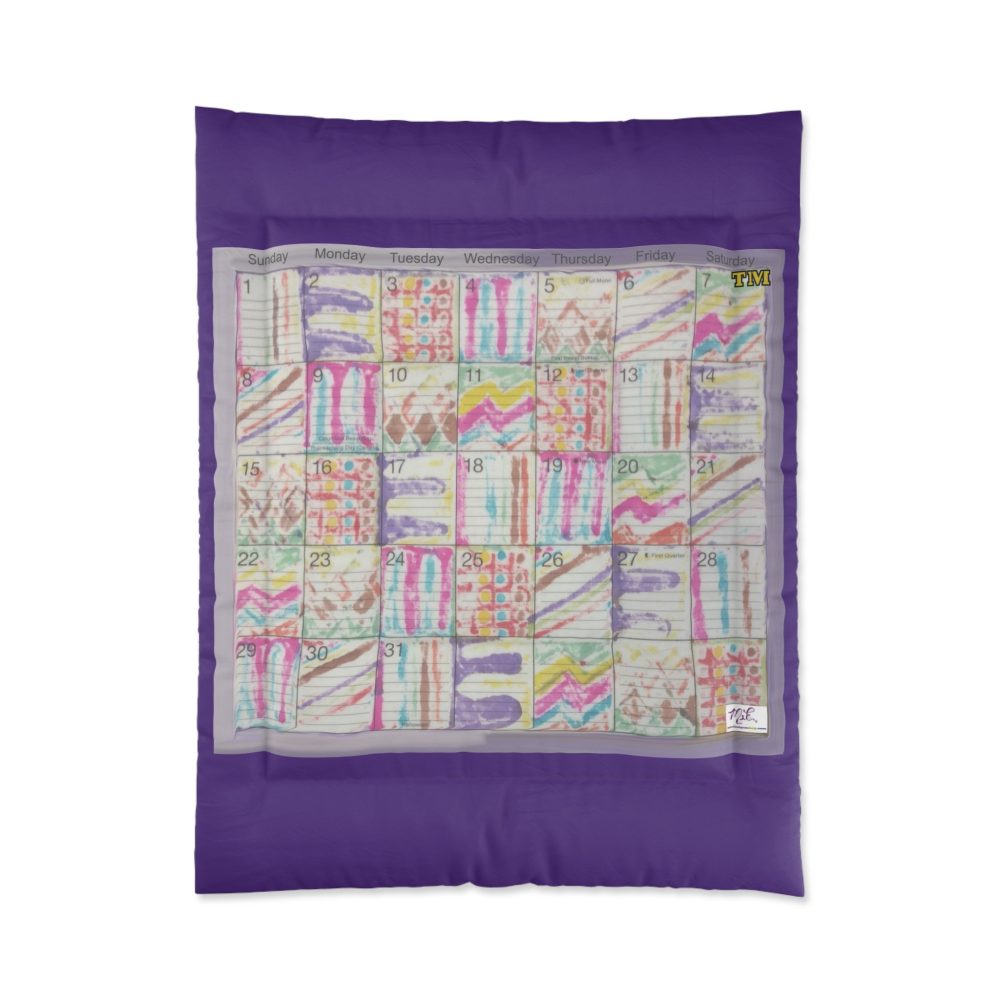 Product Image and Link for Comforter: “Psychedelic Calendar Seeped(tm)” – Four Sizes – Purple