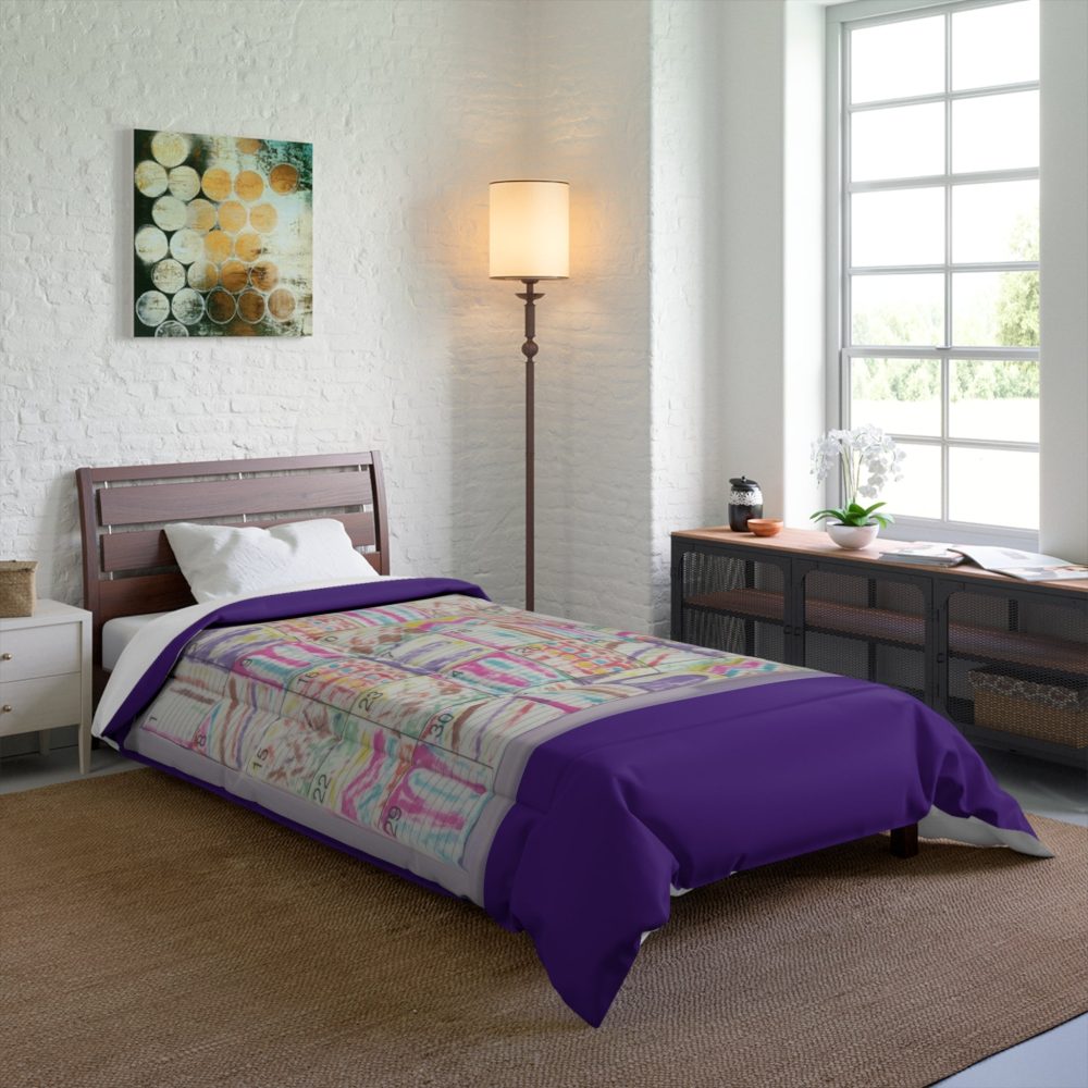 Product Image and Link for Comforter: “Psychedelic Calendar Seeped(tm)” – Four Sizes – Purple