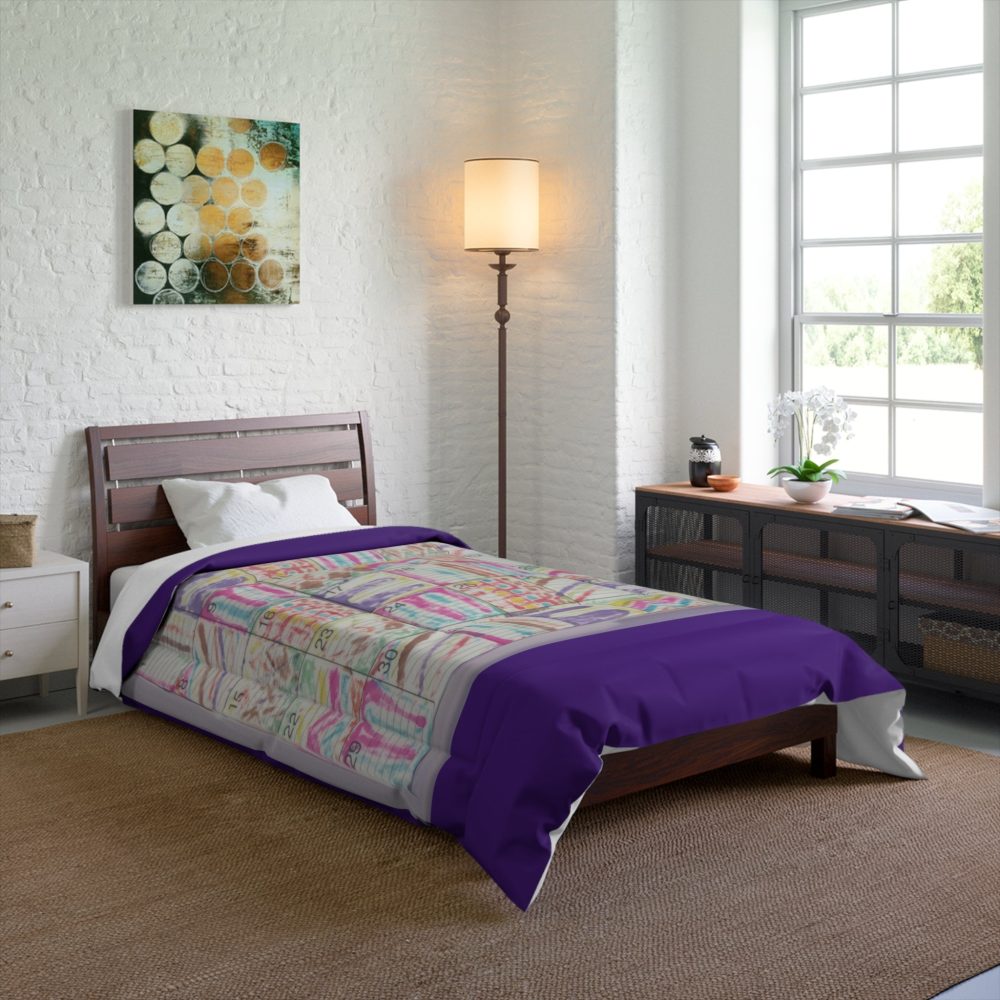 Product Image and Link for Comforter: “Psychedelic Calendar Seeped(tm)” – Four Sizes – Purple
