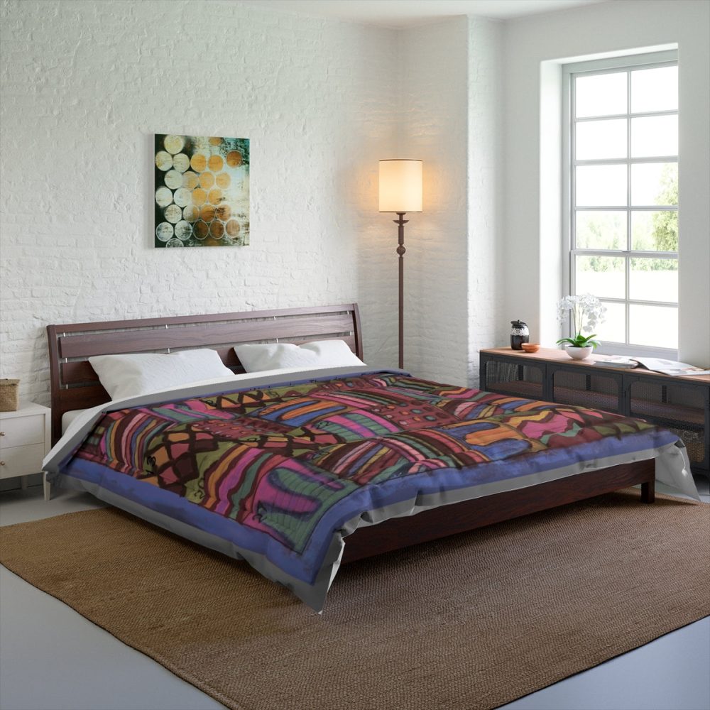 Product Image and Link for Comforter: “Psychedelic Calendar Muted(tm)” – Four Sizes – Gray