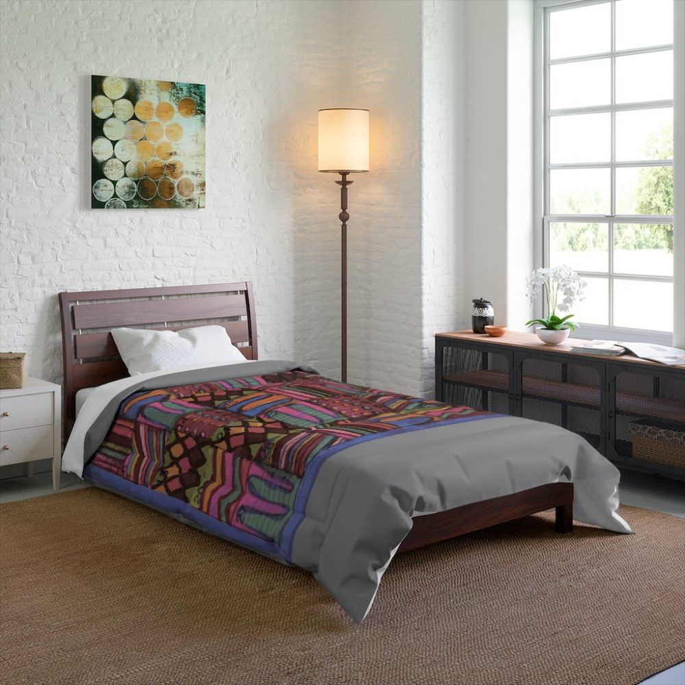 Product Image and Link for Comforter: “Psychedelic Calendar Muted(tm)” – Four Sizes – Gray