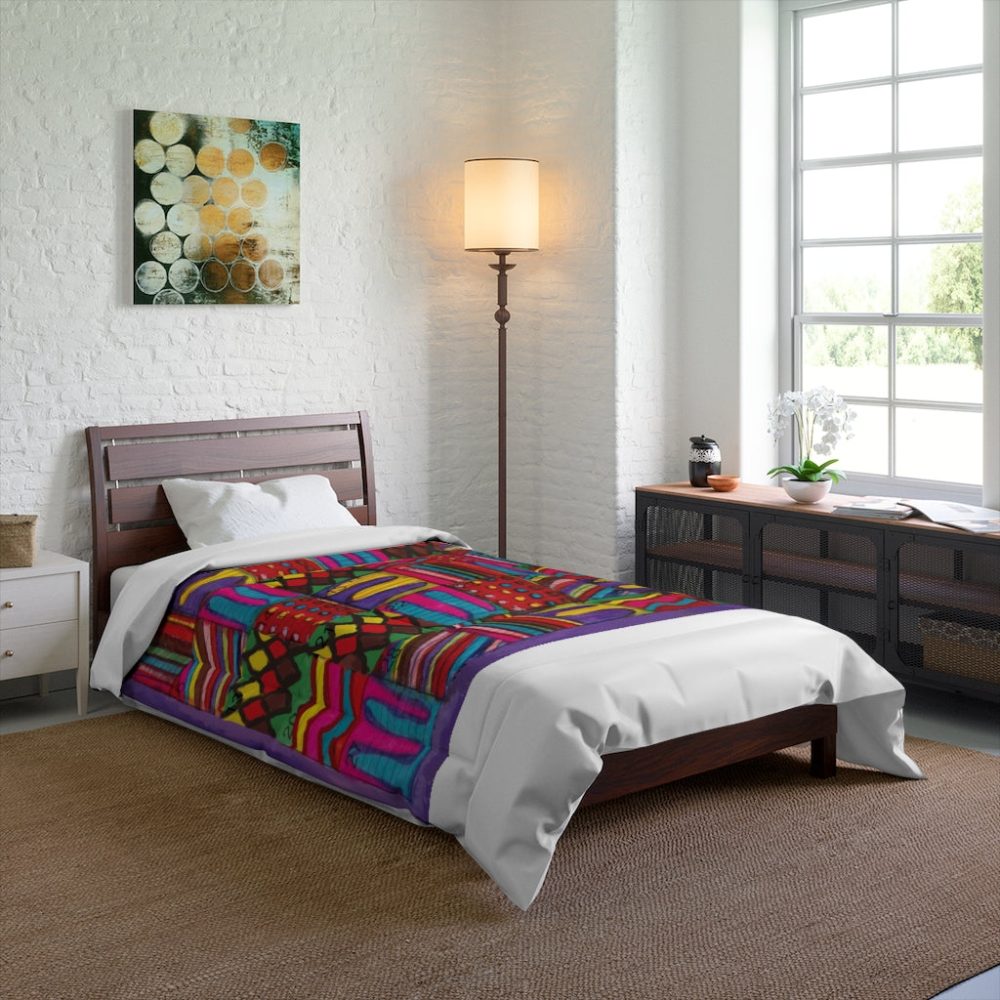 Product Image and Link for Comforter: “Psychedelic Calendar Vibrant(tm)” – Four Sizes – White