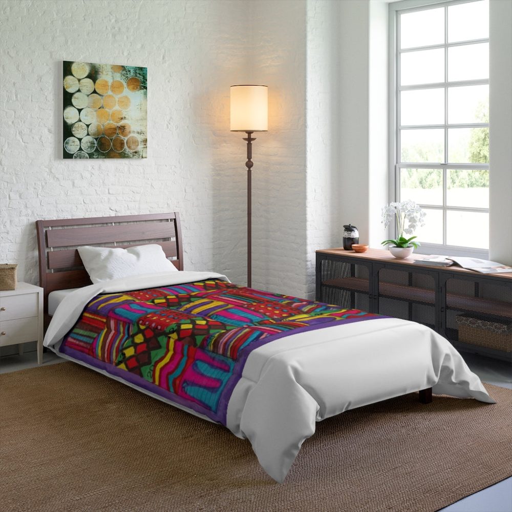 Product Image and Link for Comforter: “Psychedelic Calendar Vibrant(tm)” – Four Sizes – White