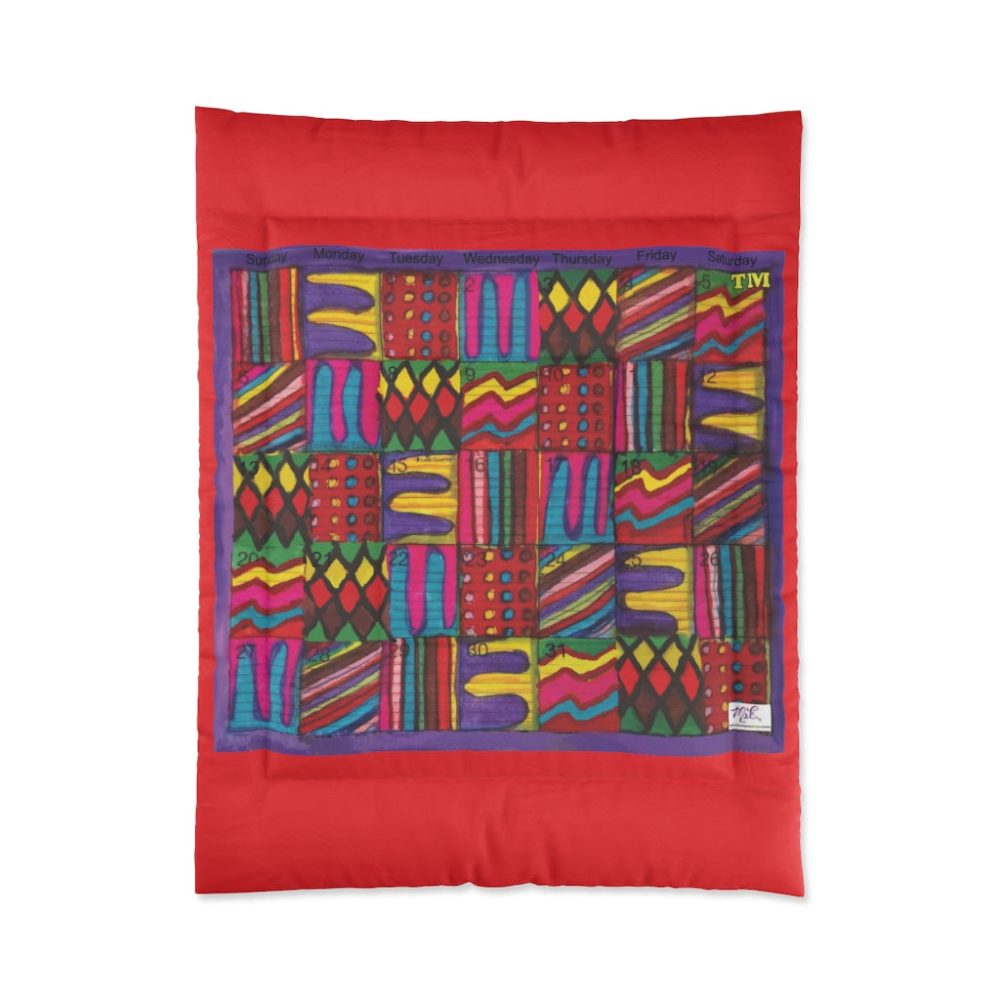Product Image and Link for Comforter: “Psychedelic Calendar Vibrant(tm)” – Four Sizes – Raspberry
