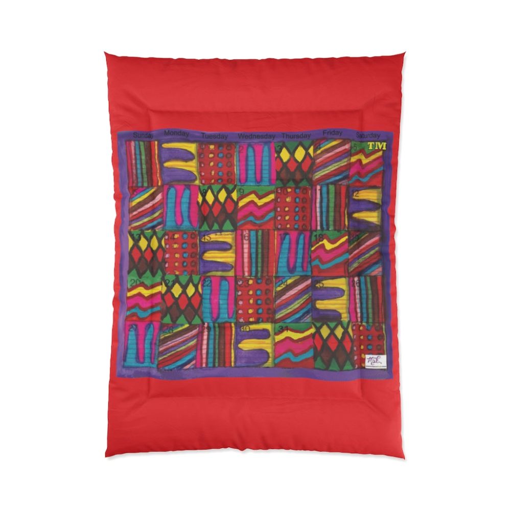 Product Image and Link for Comforter: “Psychedelic Calendar Vibrant(tm)” – Four Sizes – Raspberry