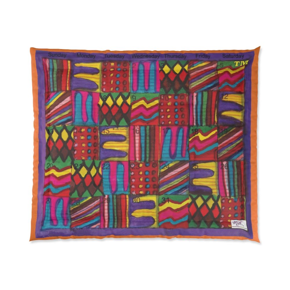 Product Image and Link for Comforter: “Psychedelic Calendar Vibrant(tm)” – Four Sizes – Orange