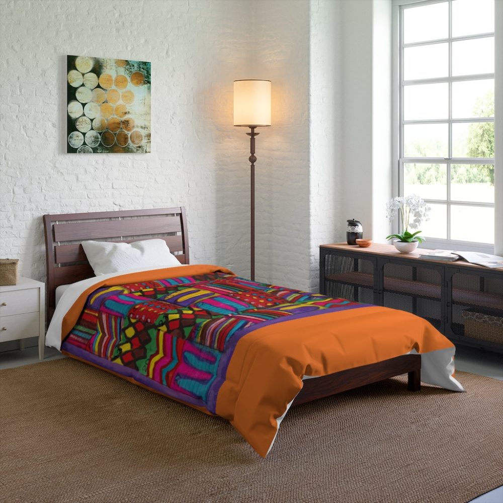 Product Image and Link for Comforter: “Psychedelic Calendar Vibrant(tm)” – Four Sizes – Orange