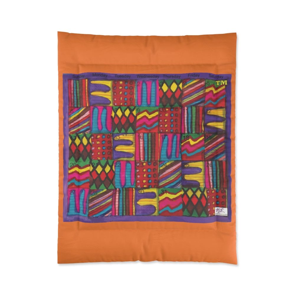 Product Image and Link for Comforter: “Psychedelic Calendar Vibrant(tm)” – Four Sizes – Orange