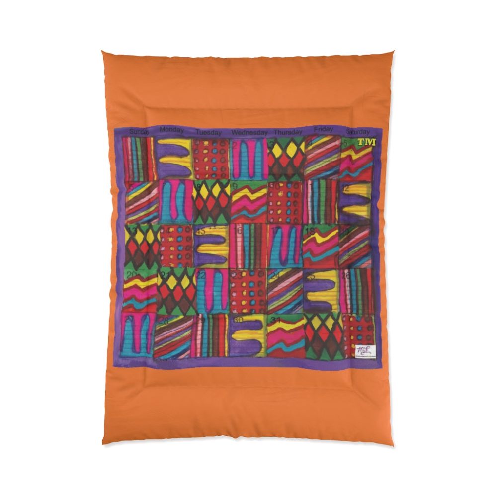 Product Image and Link for Comforter: “Psychedelic Calendar Vibrant(tm)” – Four Sizes – Orange