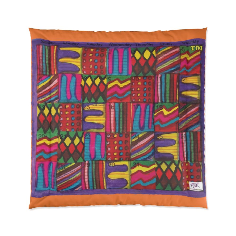 Product Image and Link for Comforter: “Psychedelic Calendar Vibrant(tm)” – Four Sizes – Orange