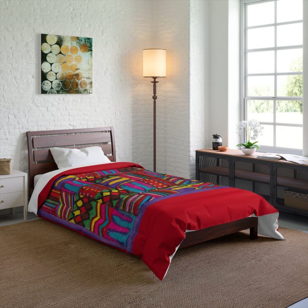 Product Image and Link for Comforter: “Psychedelic Calendar Vibrant(tm)” – Four Sizes – Red