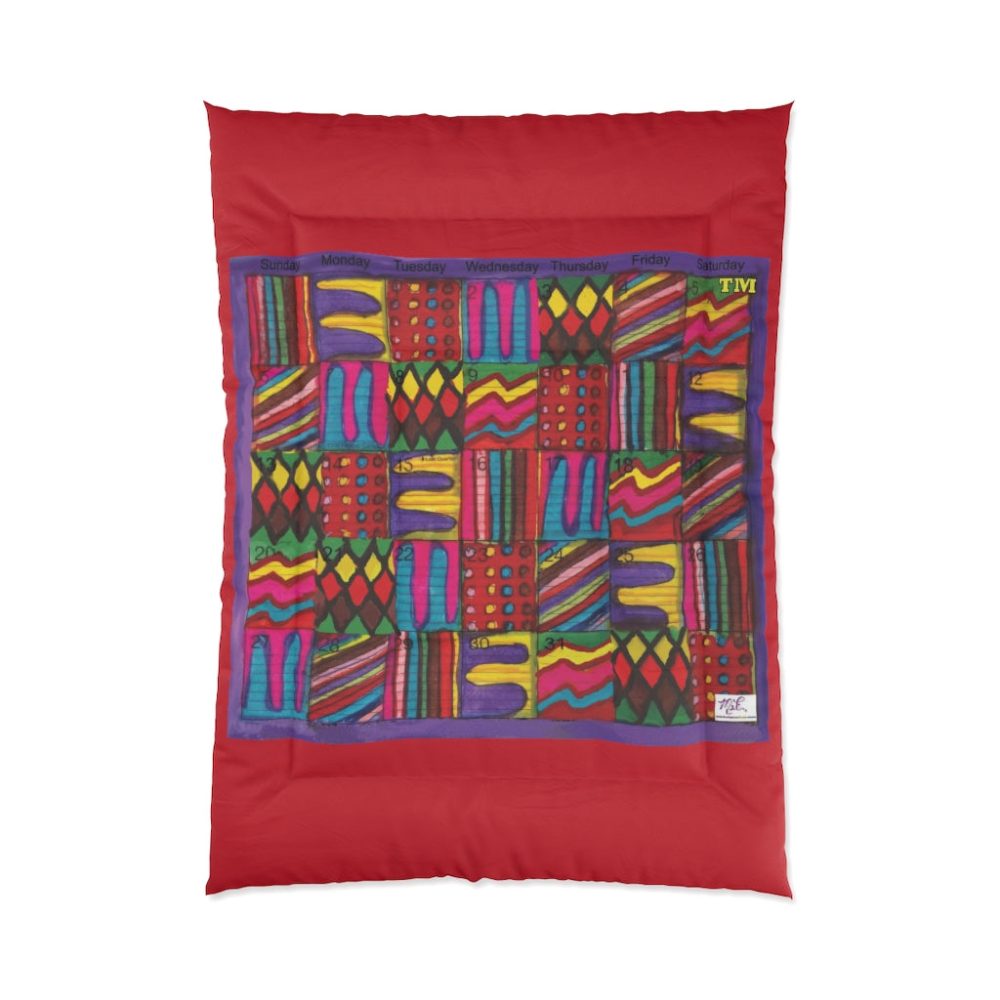 Product Image and Link for Comforter: “Psychedelic Calendar Vibrant(tm)” – Four Sizes – Red