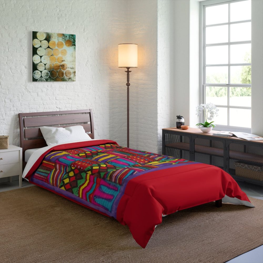 Product Image and Link for Comforter: “Psychedelic Calendar Vibrant(tm)” – Four Sizes – Red