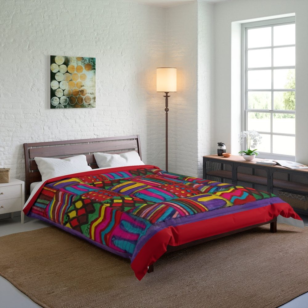 Product Image and Link for Comforter: “Psychedelic Calendar Vibrant(tm)” – Four Sizes – Red