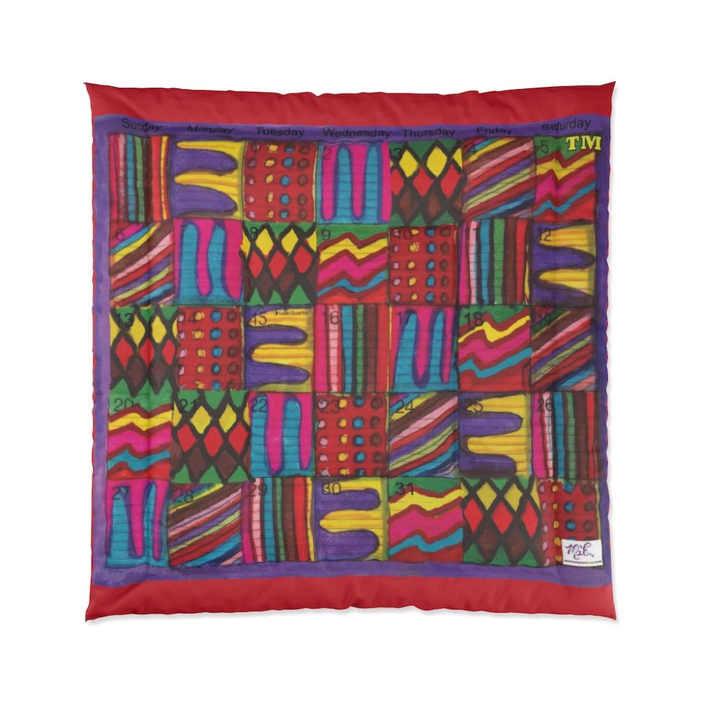 Product Image and Link for Comforter: “Psychedelic Calendar Vibrant(tm)” – Four Sizes – Red