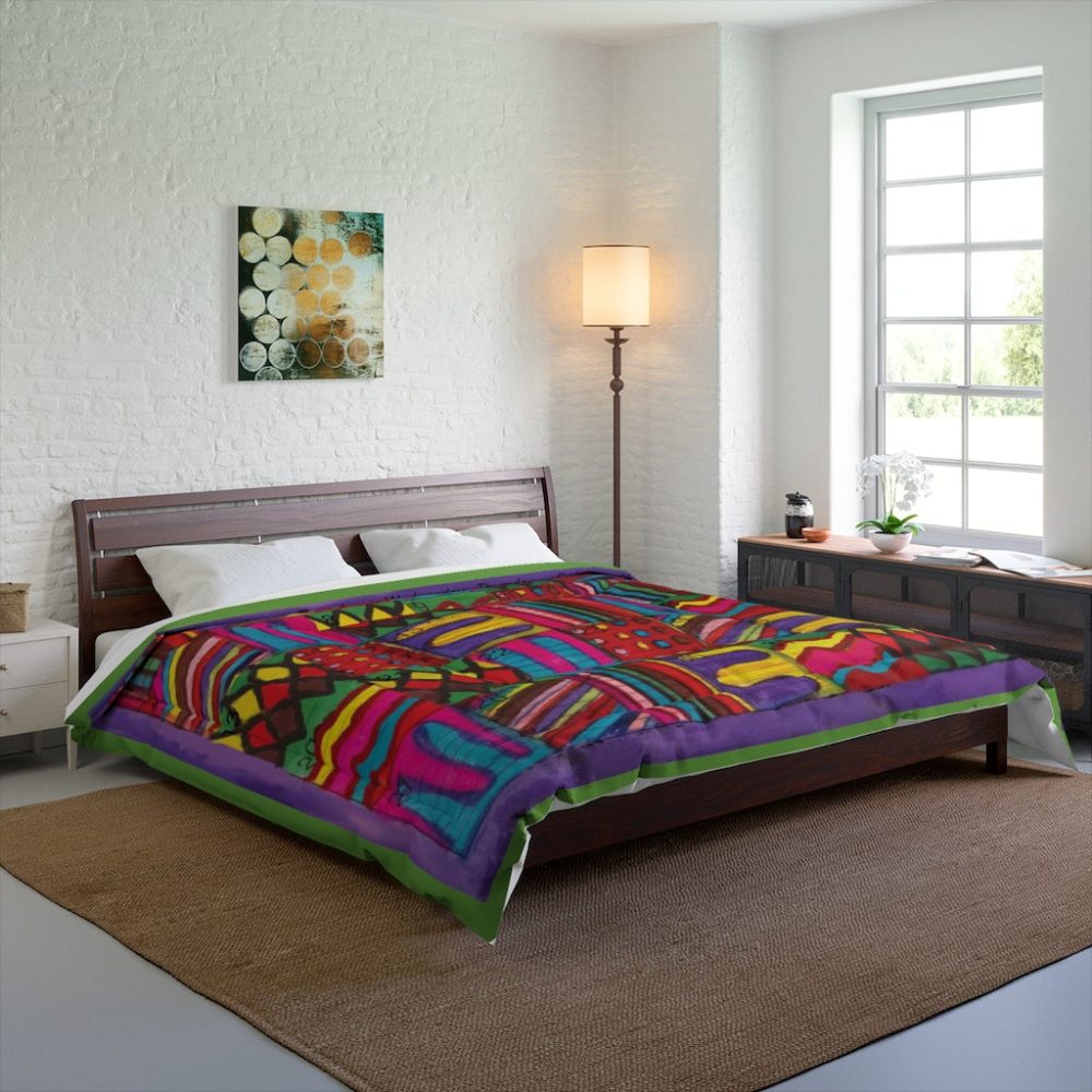 Product Image and Link for Comforter: “Psychedelic Calendar Vibrant(tm)” – Four Sizes – Green