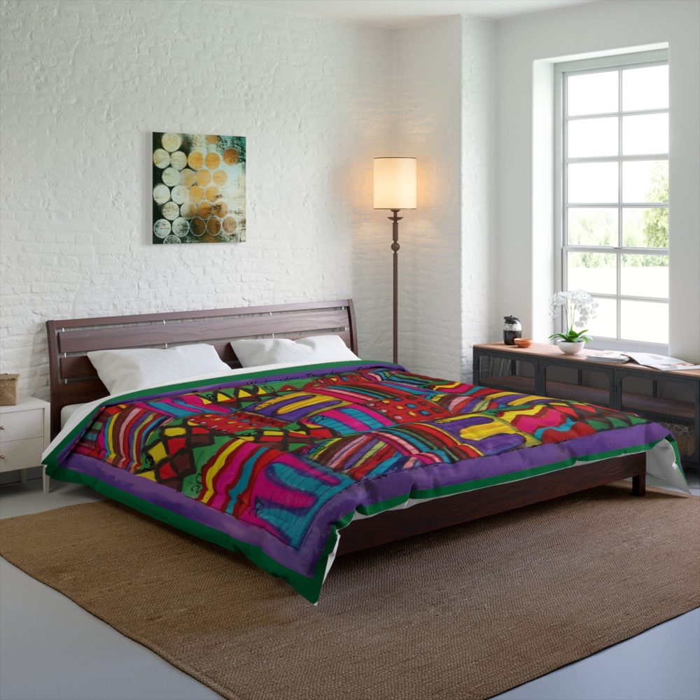 Product Image and Link for Comforter: “Psychedelic Calendar(tm)” – Vibrant – Four Sizes – Dark Green