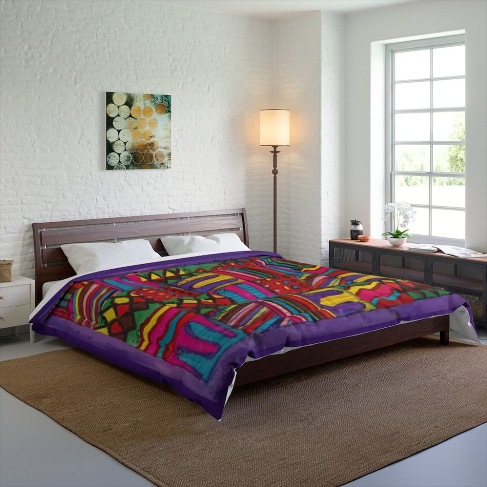 Product Image and Link for Comforter: “Psychedelic Calendar Vibrant(tm)” – Four Sizes – Purple