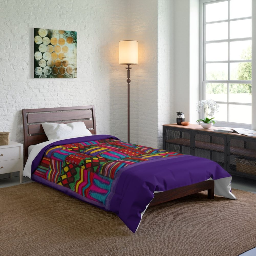 Product Image and Link for Comforter: “Psychedelic Calendar Vibrant(tm)” – Four Sizes – Purple