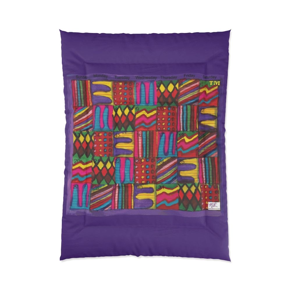 Product Image and Link for Comforter: “Psychedelic Calendar Vibrant(tm)” – Four Sizes – Purple
