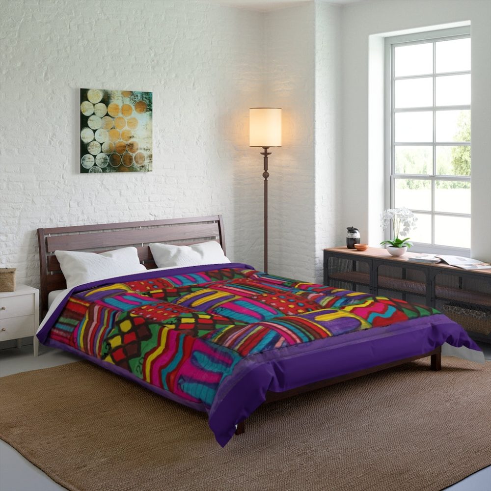 Product Image and Link for Comforter: “Psychedelic Calendar Vibrant(tm)” – Four Sizes – Purple