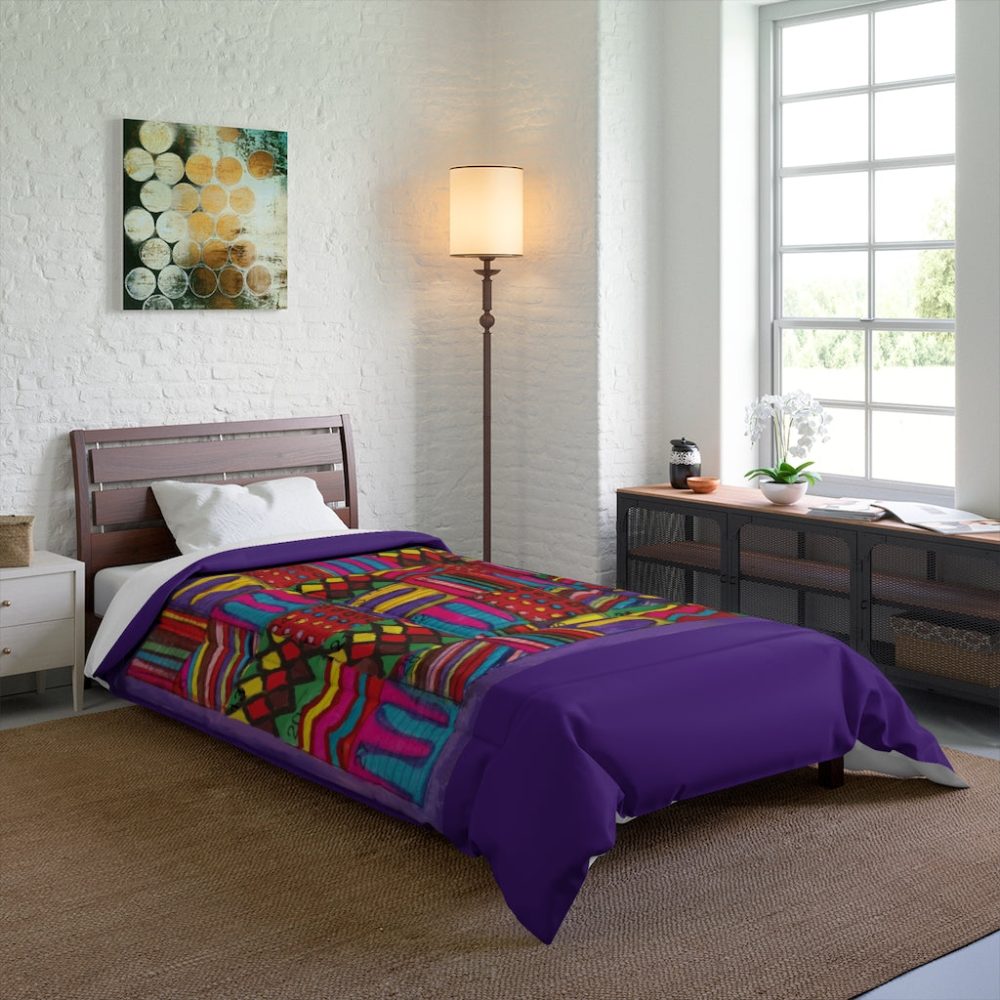 Product Image and Link for Comforter: “Psychedelic Calendar Vibrant(tm)” – Four Sizes – Purple